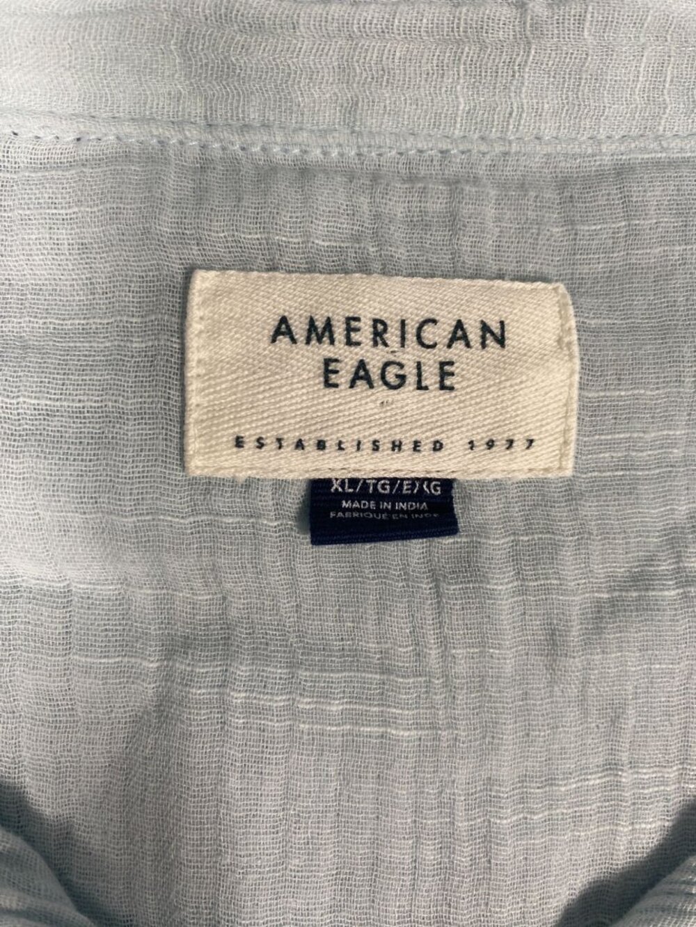 American Eagle Womens Light Blue Cotton Button-Up Long Sleeve Shirt Size XL - Picture 4 of 7